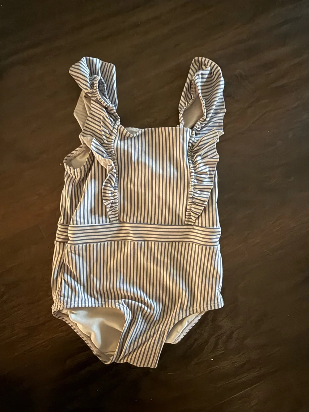 Striped Blue and White Ruffled baby swim